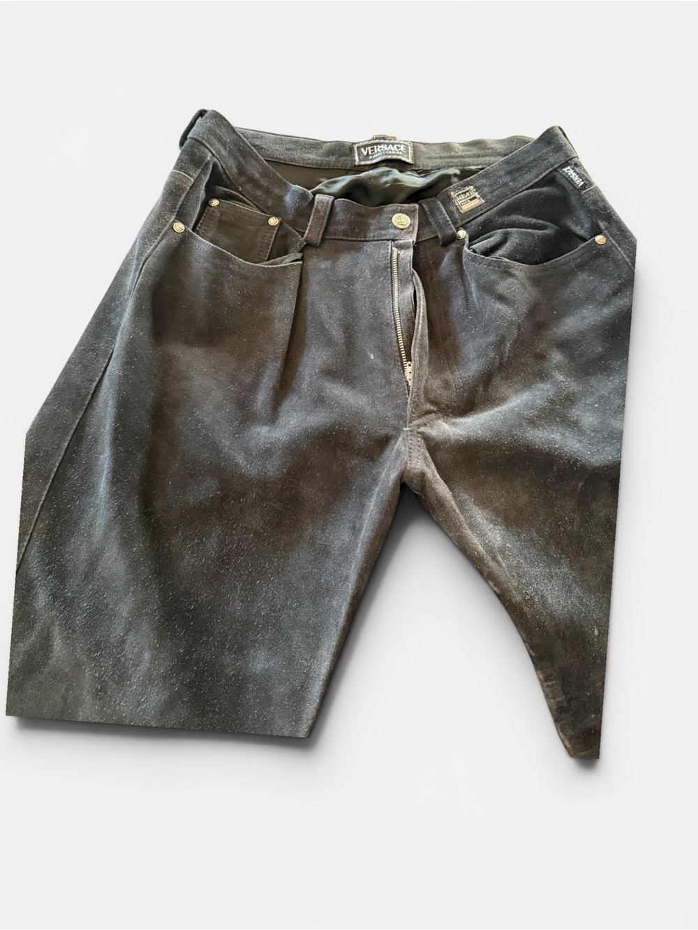 Vintage Couture Johhny Versace black suede “ pants